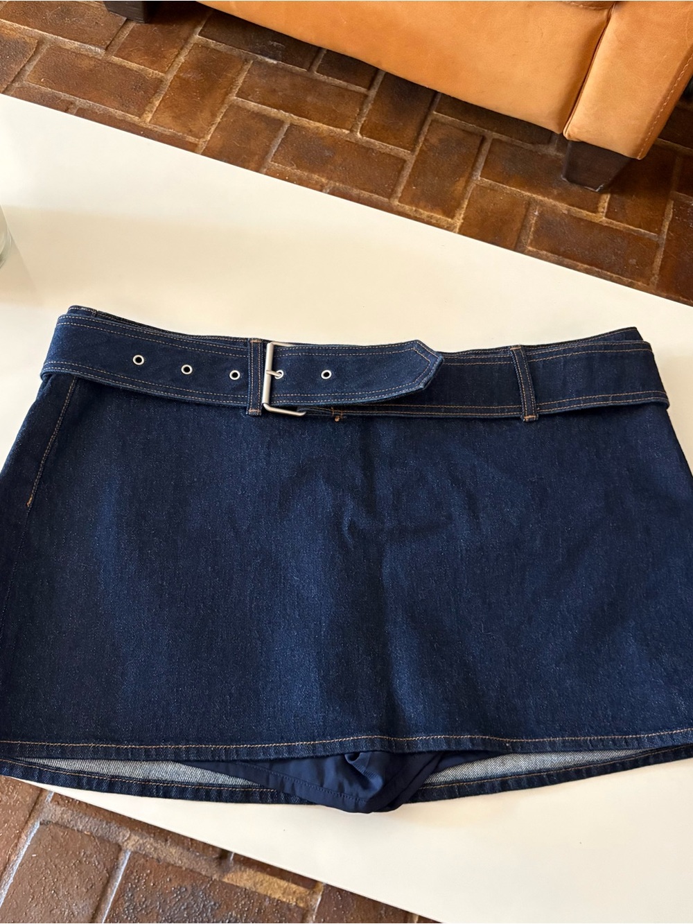 Abercrombie & Fitch Dark Blue Denim Skort with Belt
